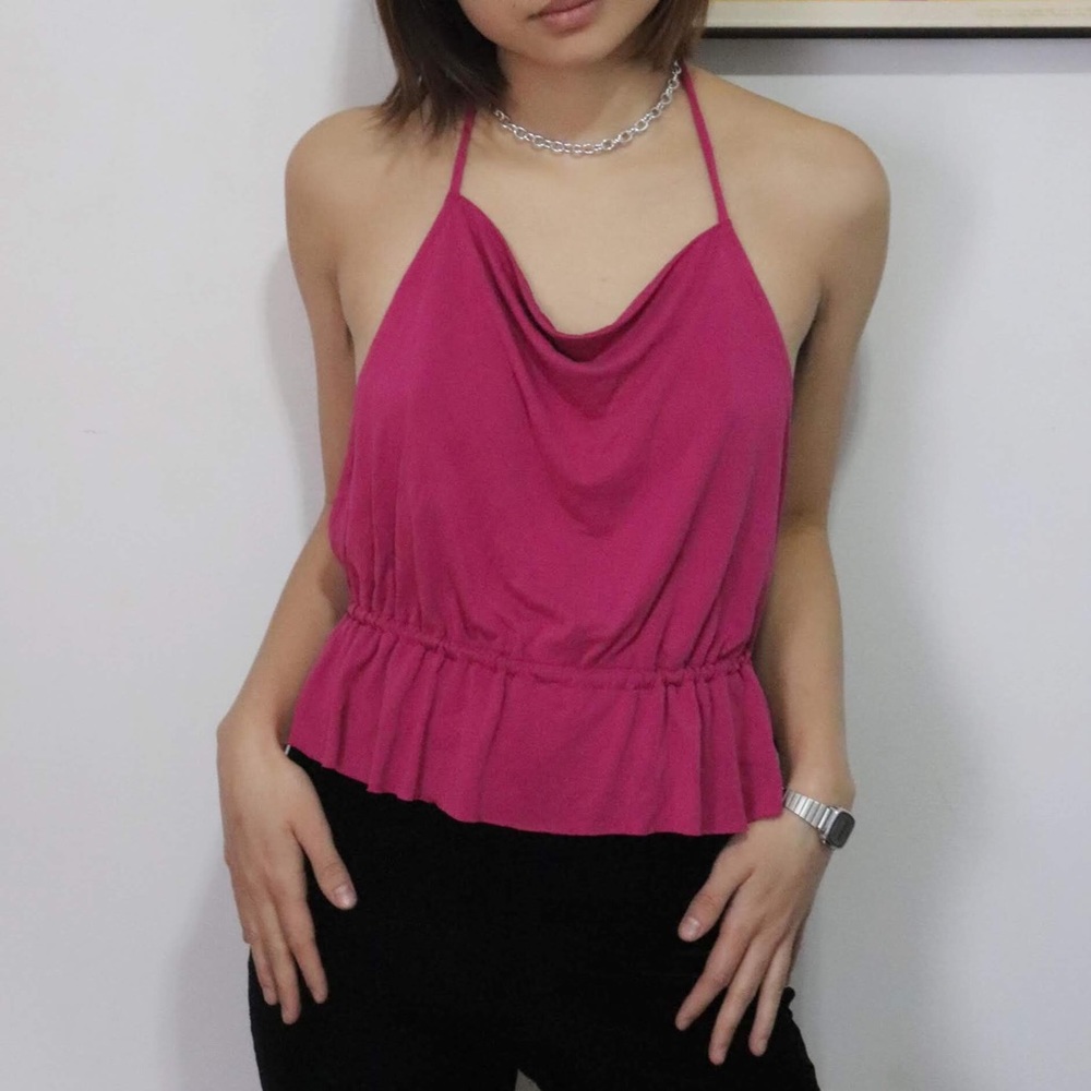 Ecoté backless pink halter top
